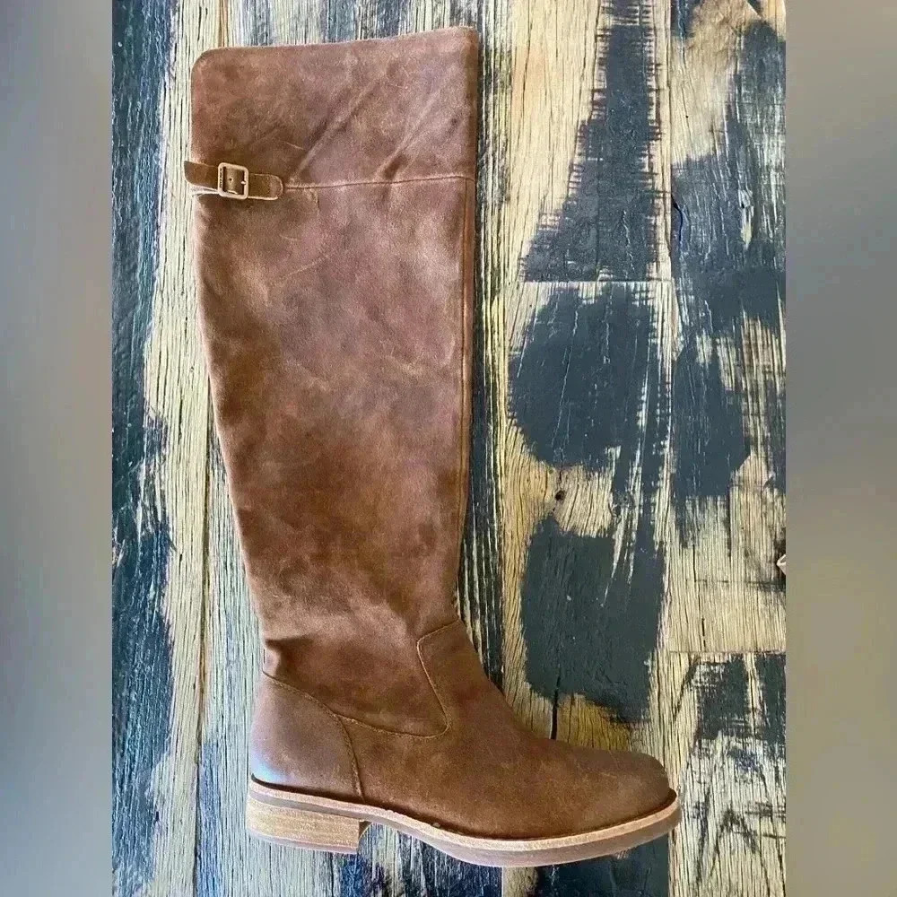 NEW KORK-EASE Addison Tabacco Distressed Suede Leather Over the Knee Boots Sz 8M - Picture 2 of 12